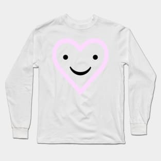 Pink Smiling Heart Simple Kawaii Design Long Sleeve T-Shirt